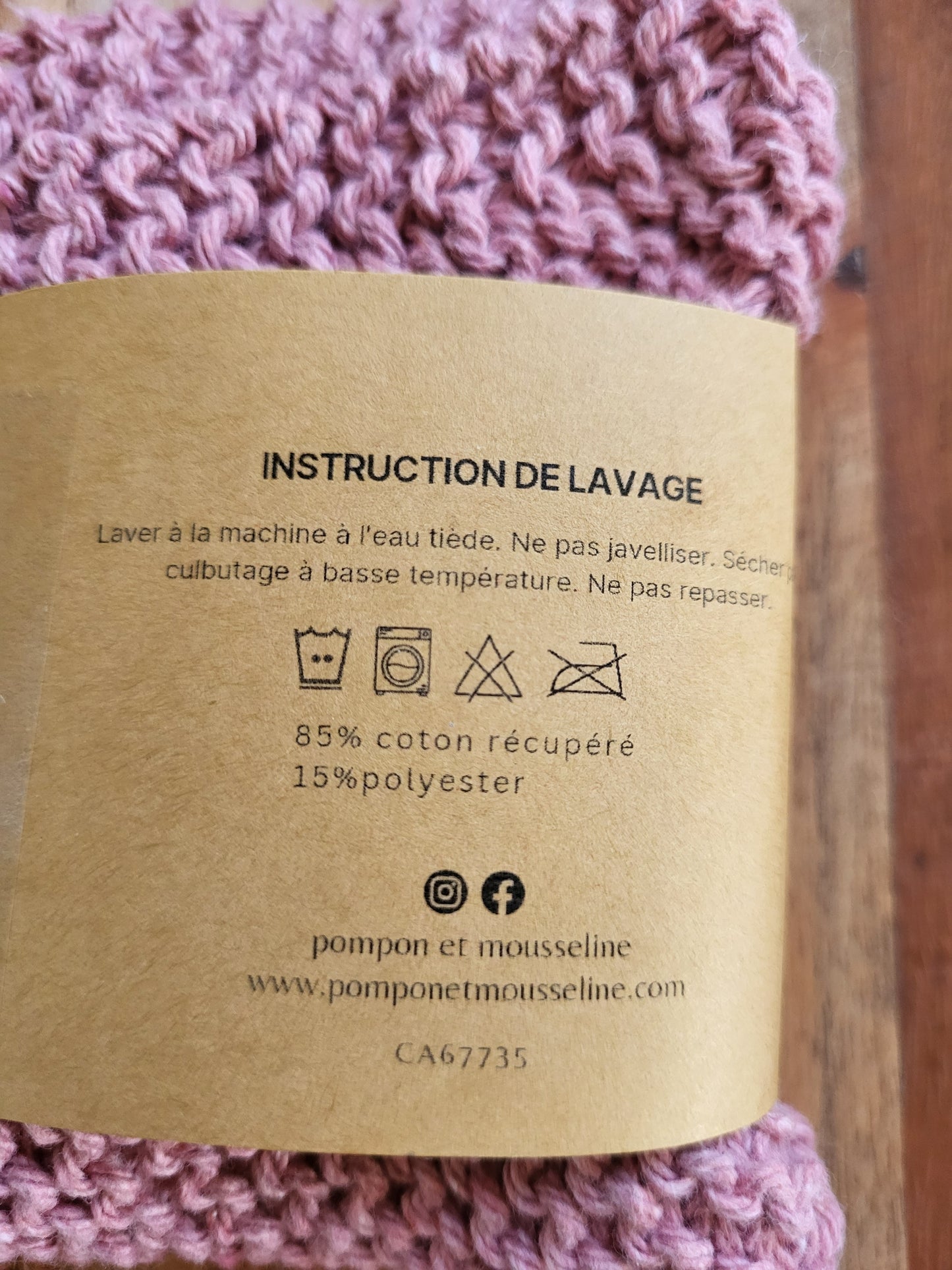 Lavette/Débarbouillette Vieux Rose